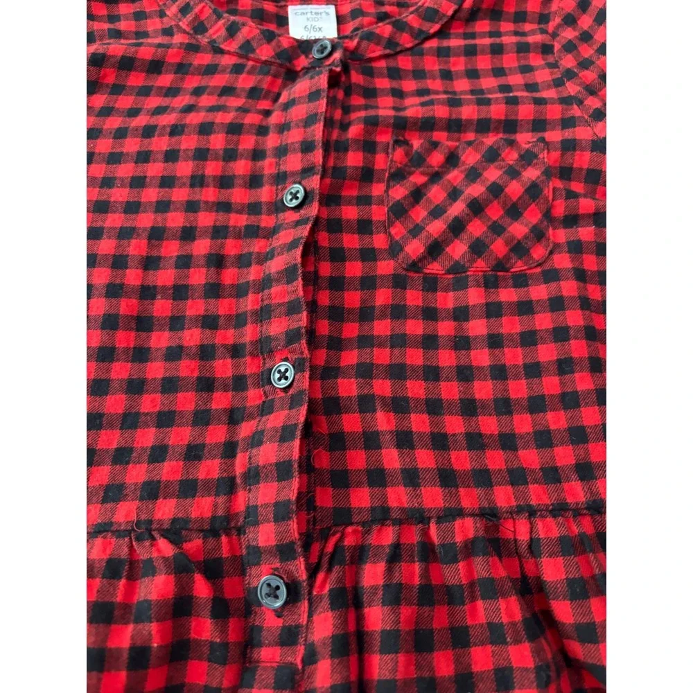OshKosh & Carters Girls Red Plaid Holiday Dress Bundle Size 6 6X Lot of 2